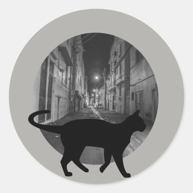 Sticker Rond Street cat (Devant)