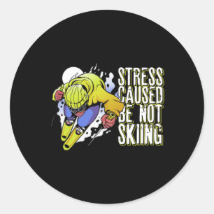 Sticker Rond Stress Causé Ne Pas Skier Sports D'Hiver Ski Ski