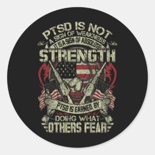 Sticker Rond Stress Post-traumatique Mens Ptsd Force