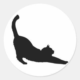 Sticker Rond Stretting Black Cat Silhouette