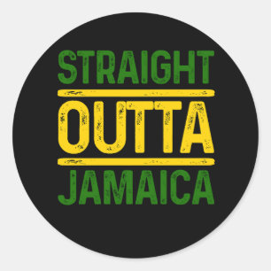 Sticker Rond Stright Outta Jamaïque Caribbean Party Pride Jamai