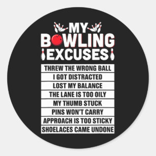 Sticker Rond Strike And Smile Co Tee Funny Bowling Excuses