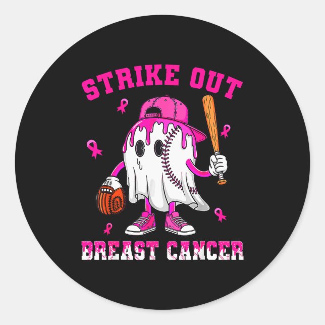 Sticker Rond Strike Out Breast Cancer Shirt Boy Baseball Drip N (Devant)