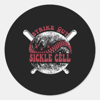 Sticker Rond Strike Out Sickle Cell Baseball Lover Sickle Cell
