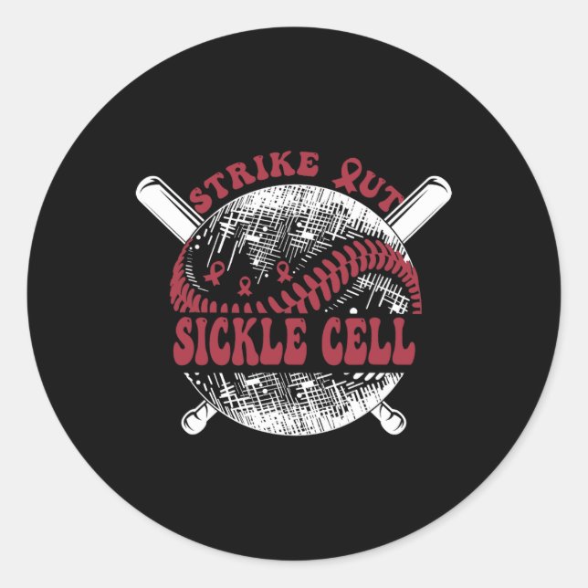 Sticker Rond Strike Out Sickle Cell Baseball Lover Sickle Cell (Devant)