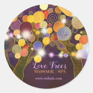 Sticker Rond String Lights Love Trees in Purple Business