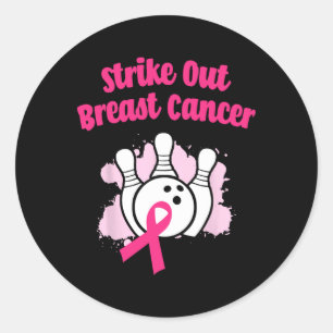 Sticker Rond Striout Breast Cancer Bowling Ruban rose