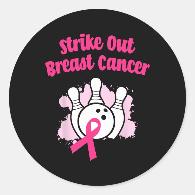 Sticker Rond Striout Breast Cancer Bowling Ruban rose (Devant)