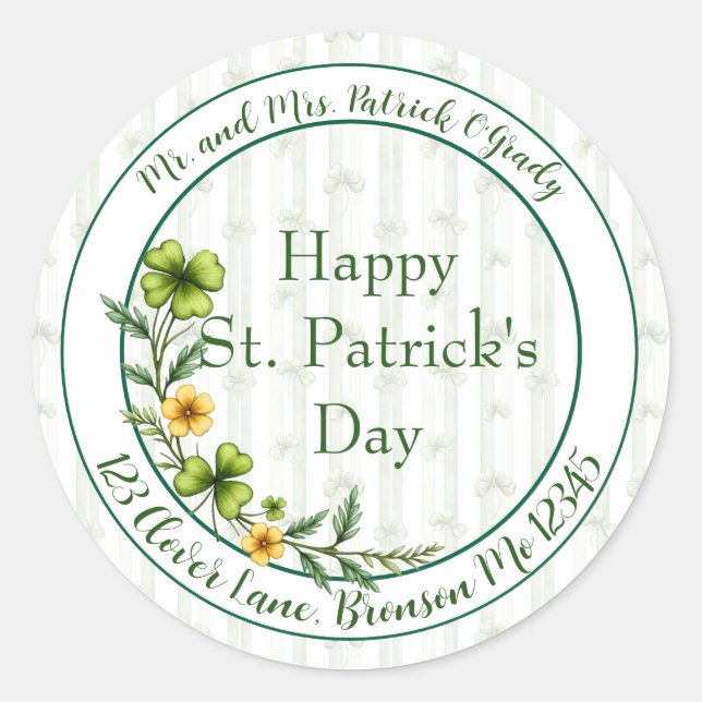 Sticker Rond Striped Clovers Envelope Seal (Devant)