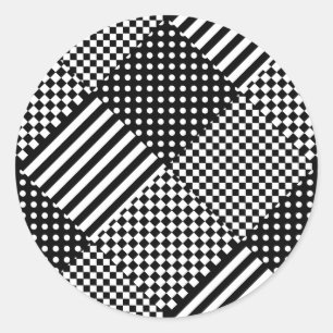 Sticker Rond Stripes Check Harlequin Pois Conception mixte