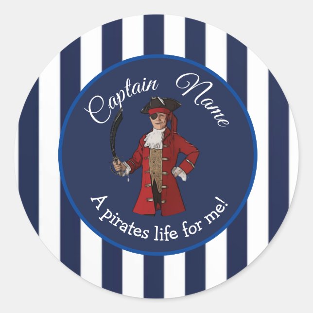 Sticker Rond Stripes Nautiques Boy Pirate (Devant)