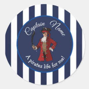 Sticker Rond Stripes Nautiques Boy Pirate