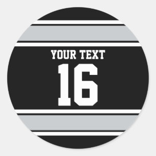 Sticker Rond Stripes sportives personnalisées Noir et Argent