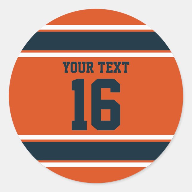 Sticker Rond Stripes sportives personnalisées orange et bleu fo (Devant)