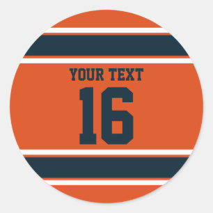 Sticker Rond Stripes sportives personnalisées orange et bleu fo