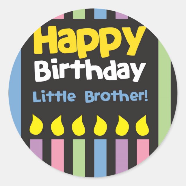 Sticker Rond Stripey de petit frère de joyeux anniversaire (Devant)