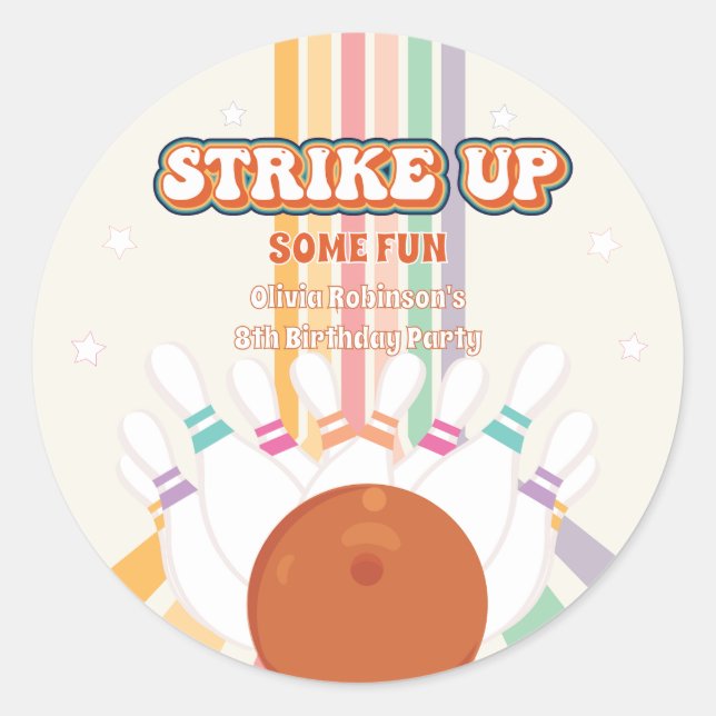 Sticker Rond Striup some Fun - Retro Bowling Anniversaire (Devant)