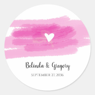 Sticker Rond Strokes de peinture simple et Mariage cardiaque