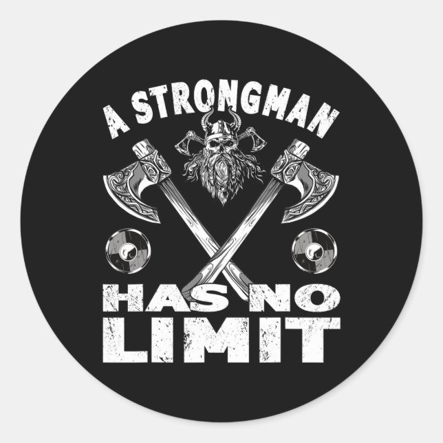 Sticker Rond Strongman N'A Pas De Limite Poids Entraînement Stu (Devant)
