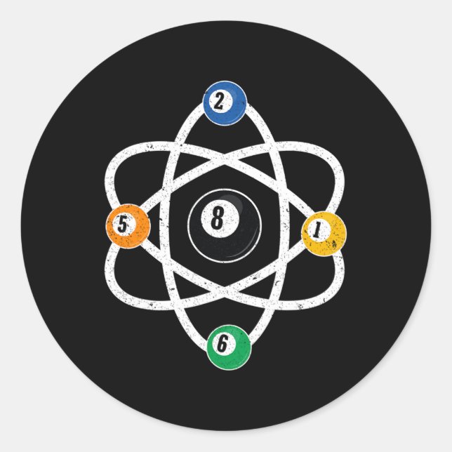 Sticker Rond Structure atomique Billiards Hommes Fundy 8 Ball P (Devant)