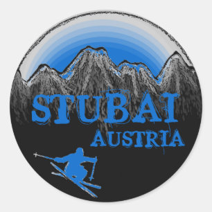 Sticker Rond Stubai Autriche bâtons de skier bleu