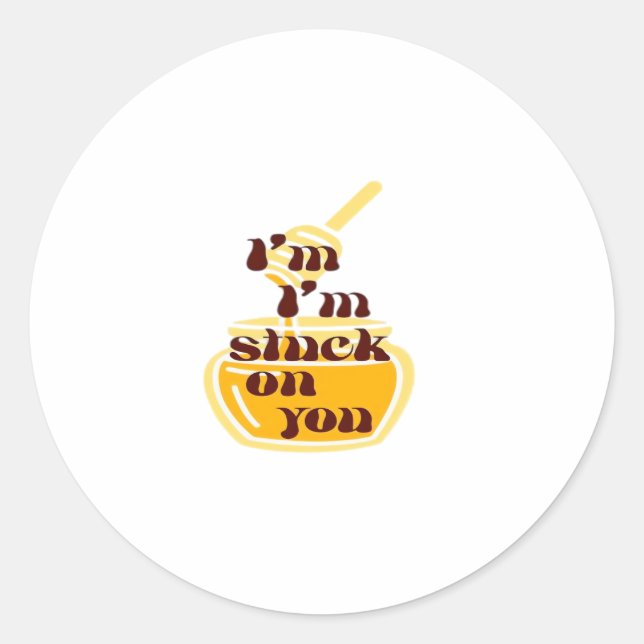 Sticker Rond Stuck On You Minimal Love Design  (Devant)