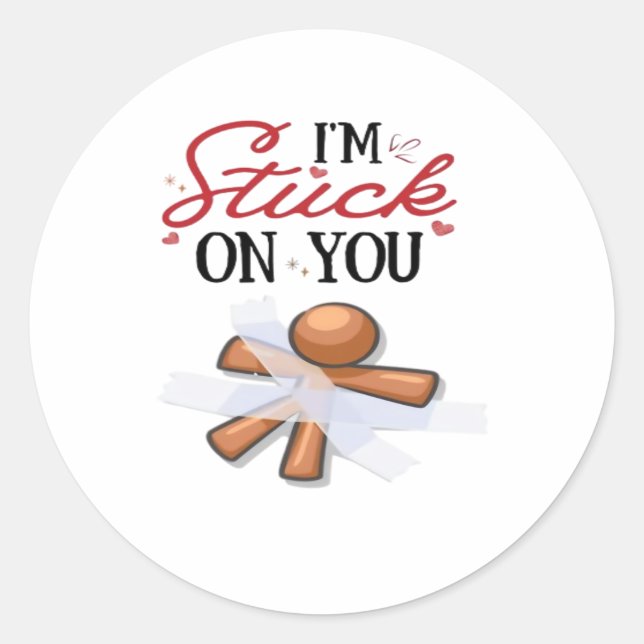 Sticker Rond Stuck On You Modern Minimal Design  (Devant)