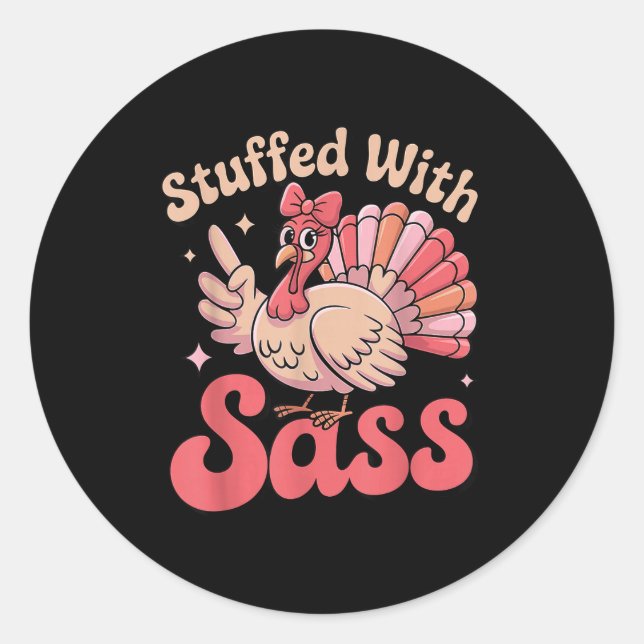Sticker Rond Stuffed With S Turkey Cute Nk Coquette Thanksgivin (Devant)