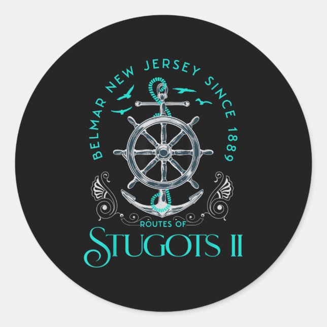 Sticker Rond Stugots Belmar Nj Anchor Distressed Sarcastic Boat (Devant)