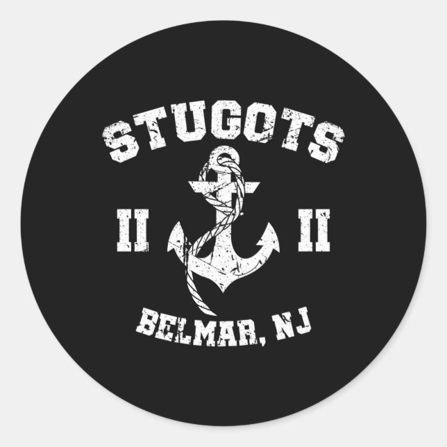 Sticker Rond Stugots Belmar Nj Ancre en état de détresse (Devant)