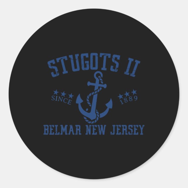 Sticker Rond Stugots Belmar Nj Rope Retro Sarcastic Funny Boati (Devant)