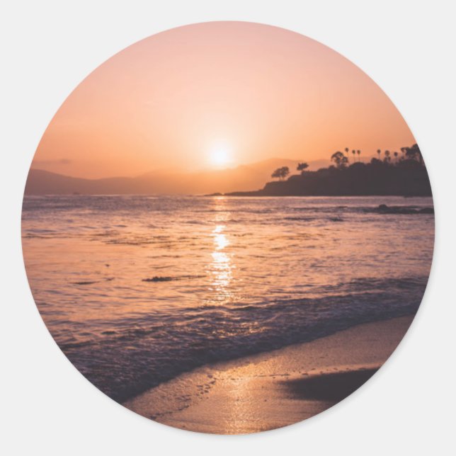 Sticker Rond Stunning Beach Sunset (Devant)