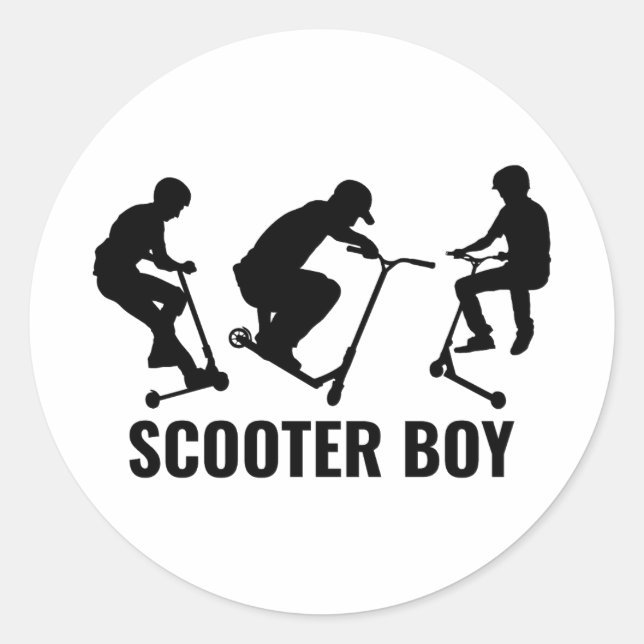 Sticker Rond Stunt Scooter Boy Freestyle Scootering Rider (Devant)