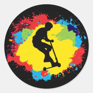Sticker Rond Stunt Scooter Freestyle Scootering Rider