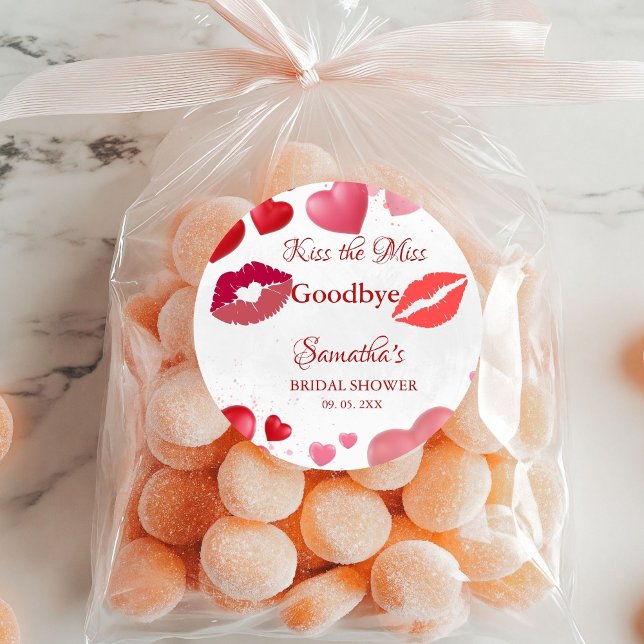 Sticker Rond Stylé Baiser Adieu aux Miss Lèvres Rouges Shower d (Créateur téléchargé)