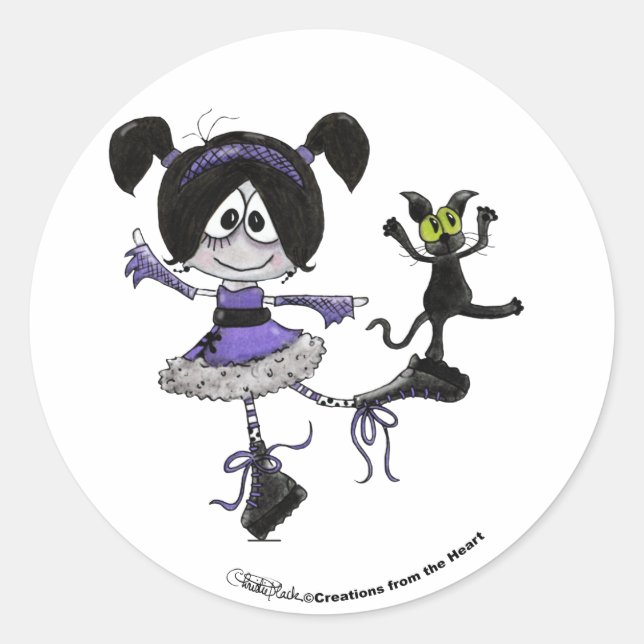 Sticker Rond Style Ballerina Goth (Devant)