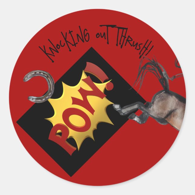 Sticker Rond style bande dessinée KNOCKING out thrush (Devant)