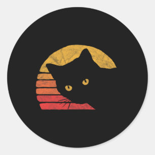 Sticker Rond Style Chat 80vintage Retro Design détendu