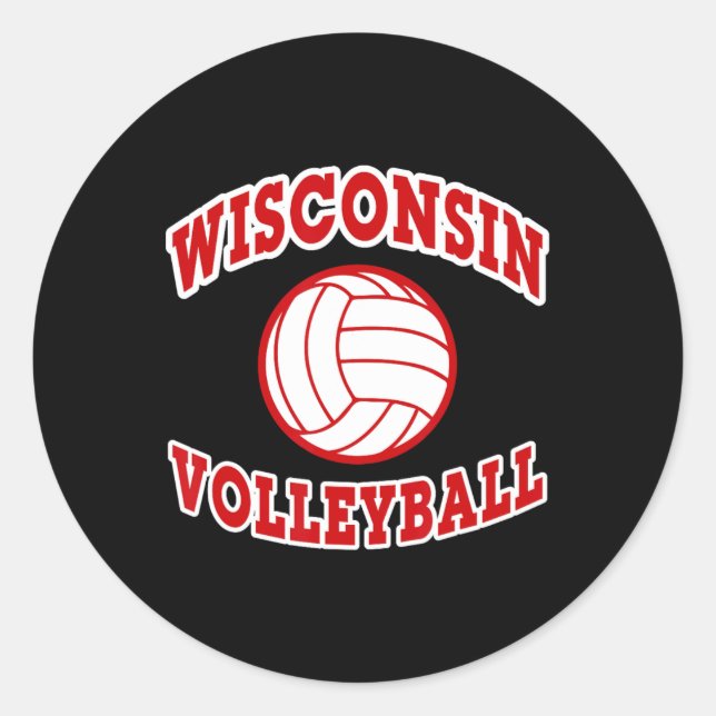 Sticker Rond Style classique de volley-ball Wisconsin (Devant)