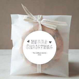 Sticker Rond Style comique moderne noir et blanc Joyeux Noël