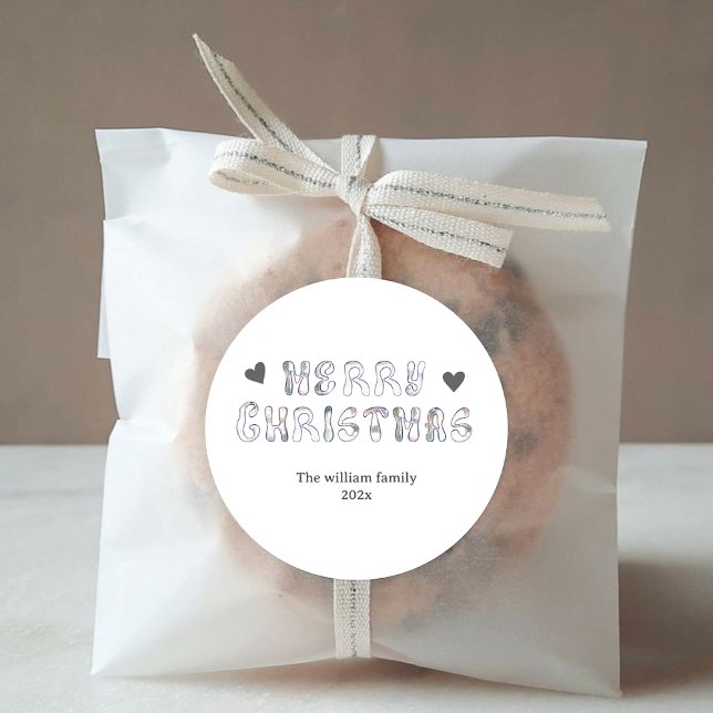 Sticker Rond Style comique moderne noir et blanc Joyeux Noël (Créateur téléchargé)