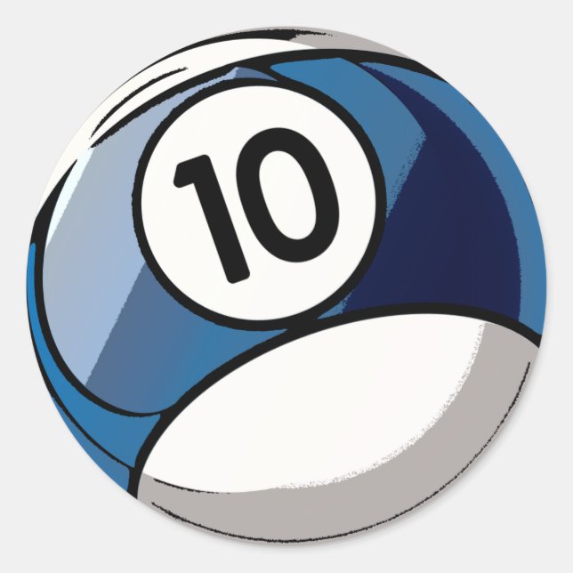 Sticker Rond Style comique Numéro 10 Billard Ball (Devant)