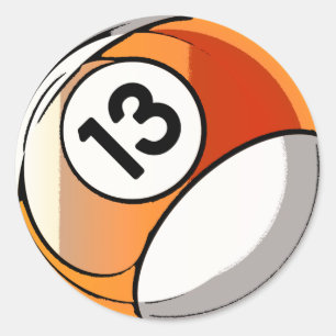 Sticker Rond Style comique Numéro 13 Billards Ball