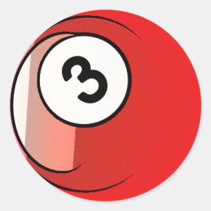 Sticker Rond Style comique Numéro 3 Billard Ball