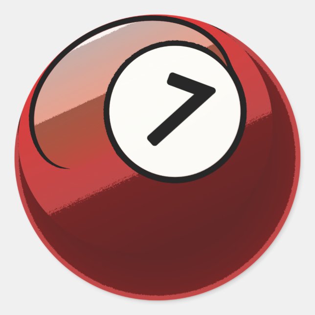 Sticker Rond Style comique Numéro 7 Billard Ball (Devant)