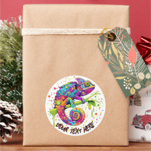 Sticker Rond Style d'aquarelle des teintures Chameleon