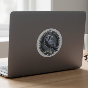 Sticker Rond Style Dark Academia Corbeau Gothique