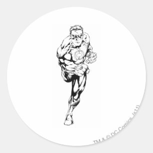 Sticker Rond Style de bande dessinée - Coureur, noir et blanc