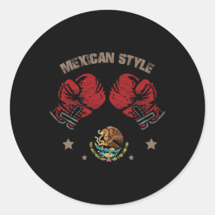 Sticker Rond Style de boxe mexicaine Drapeau mexicain Sty de bo