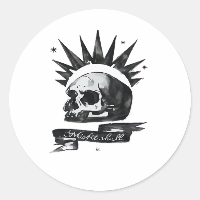 Sticker Rond Style de caractère créatif crâne inadapté (Devant)